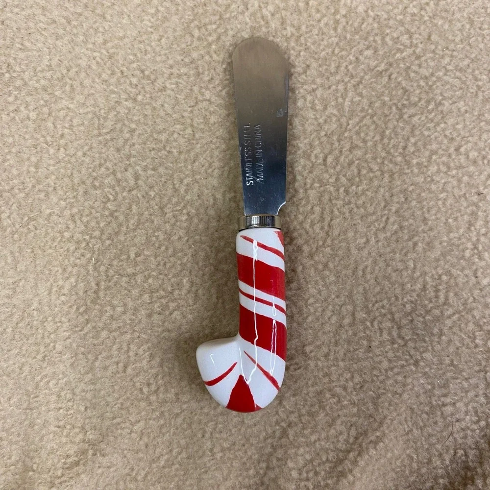 Candy‎ Cane Spreader Butter Knife Holiday Christmas Kitchen Stainless Steel EUC
